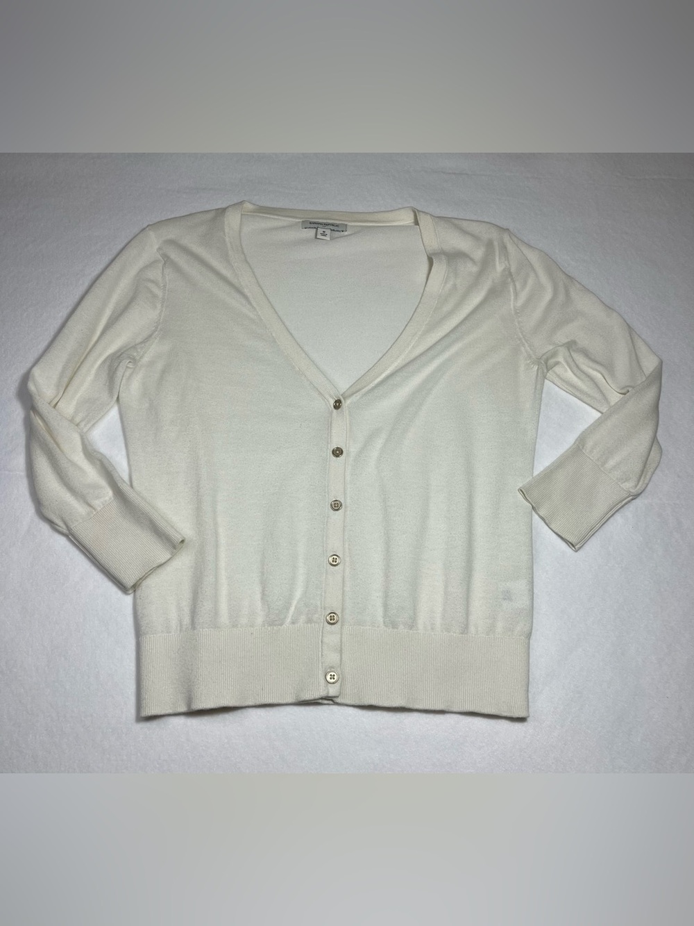 Banana Republic Cream Cardigan Sweater Medium Soft Cotton Button Front